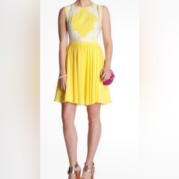 Ted Baker Dresses & Skirts - Ted Baker Vember Yellow and White Lace Mini Dress